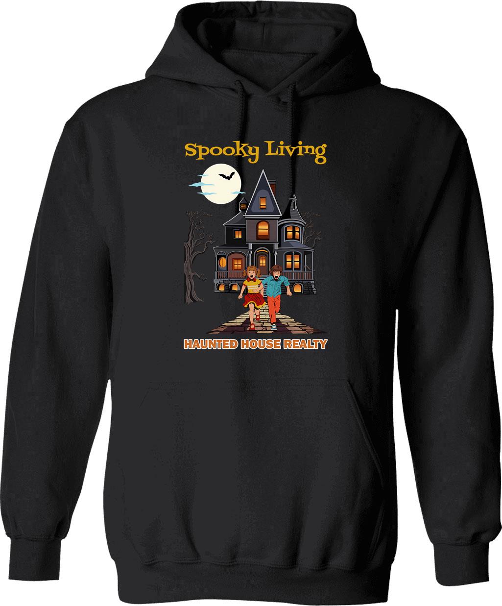 Haunted Hoodie - Retro Graphic Pullover Hoodie for Men & Women - Black