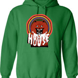 Haunted House Realty Hoodie - Retro Graphic Pullover Hoodie for Men & Women - Green