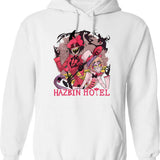Hazbin Hotel Alastor and Lucifer Classic Graphic Pullover Hoodie - White