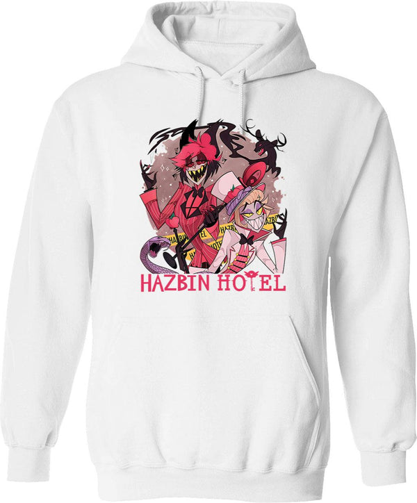 Hazbin Hotel Alastor and Lucifer Classic Graphic Pullover Hoodie - White