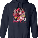 Hazbin Hotel Alastor and Lucifer Classic Graphic Pullover Hoodie - Navy