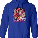 Hazbin Hotel Alastor and Lucifer Classic Graphic Pullover Hoodie - Blue