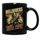 Helldivers 2 Enlistment Tee - Join The Fight for Democracy Black Coffee Mug, Gift Coffee Mug - Black