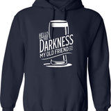 Hello Darkness Hoodie - Retro Graphic Pullover Hoodie for Men & Women - Navy