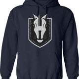 Helmets For Motorsports Hoodie - Retro Graphic Pullover Hoodie for Men & Women - Navy
