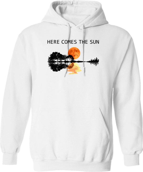 Here Comes The Sun Hoodie - Retro Graphic Pullover Hoodie for Men & Women - White