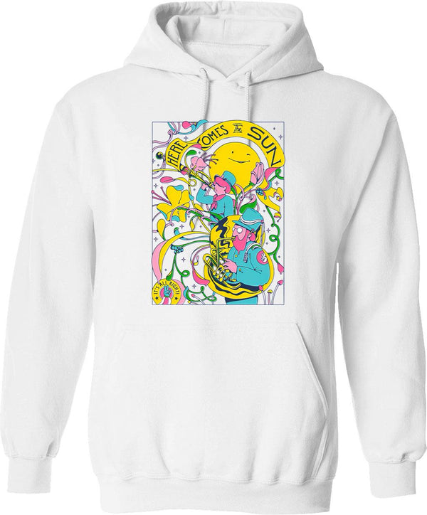 Here Comes The Apocalypse (1) Hoodie - Retro Graphic Pullover Hoodie for Men & Women - White