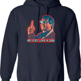 Hey Kids Look A Deer Christmas Vacation Graphic Pullover Hoodie - Navy
