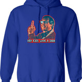Hey Kids Look A Deer Christmas Vacation Graphic Pullover Hoodie - Blue