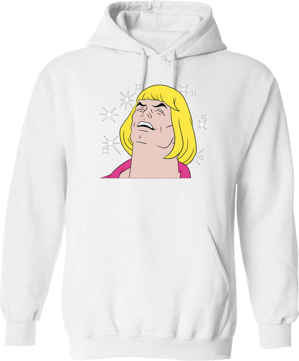 Heyyeyaaeyaaaeyaeyaa He-man Design Hoodie - Retro Graphic Pullover Hoodie for Men & Women - White