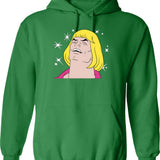 Heyyeyaaeyaaaeyaeyaa He-man Design Hoodie - Retro Graphic Pullover Hoodie for Men & Women - Green