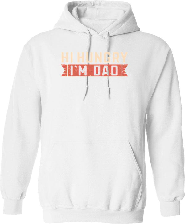 Hi Hungry I'm Dad Joke Funny Pun Dad's Humor Quote Gift For Fathers Day Vintage Style Hoodie - White