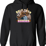 Hold That Thought Hoodie - Retro Graphic Pullover Hoodie for Men & Women - Black