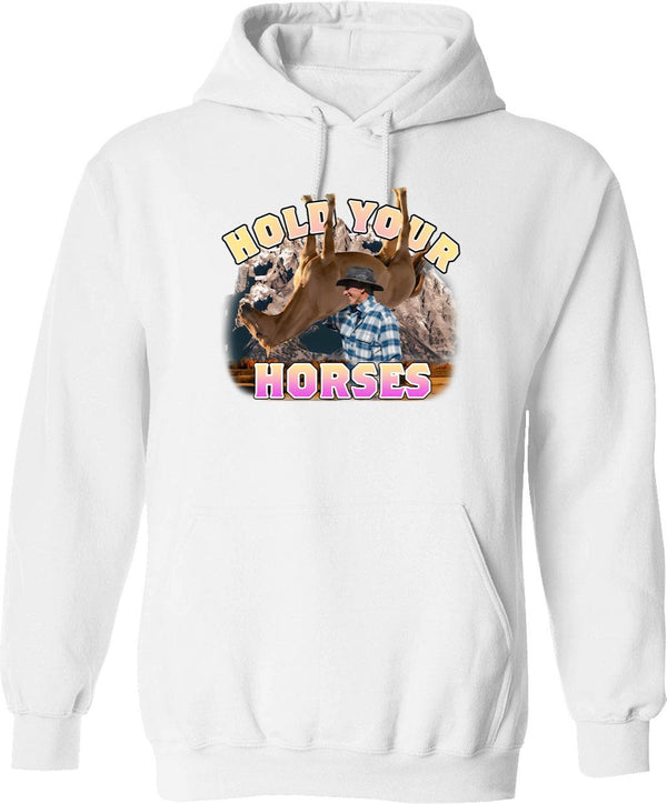 Hold That Thought Hoodie - Retro Graphic Pullover Hoodie for Men & Women - White