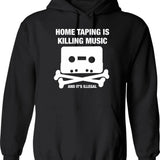 Home Taping Is Killing Music Hoodie - Retro Graphic Pullover Hoodie for Men & Women - Black