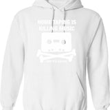 Home Taping Is Killing Music Hoodie - Retro Graphic Pullover Hoodie for Men & Women - White