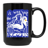 Hot Fuzz Swan Black Coffee Mug, Gift Coffee Mug