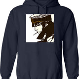 Huge Cock Hoodie - Retro Graphic Pullover Hoodie for Men & Women - Navy