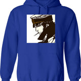 Huge Cock Hoodie - Retro Graphic Pullover Hoodie for Men & Women - Blue