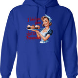 I Am Your Mother Hoodie - Retro Graphic Pullover Hoodie for Men & Women - Blue