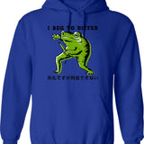 I Beat The Swordmaster Hoodie - Retro Graphic Pullover Hoodie for Men & Women - Blue