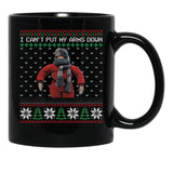 I Cant Put My Arms Down Ugly Christmas Black Coffee Mug, Gift Coffee Mug - Black