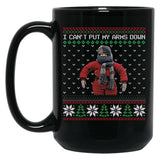 I Cant Put My Arms Down Ugly Christmas Black Coffee Mug, Gift Coffee Mug - Black