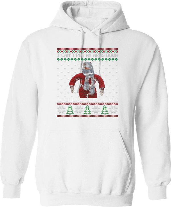 I Cant Put My Arms Down Ugly Christmas Graphic Pullover Hoodie - White