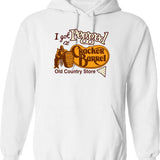 I Got Pegged At Cracker Barrel Old Country Store I Got Pegged At Cracker Graphic Pullover Hoodie - White