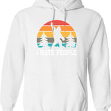 I Hate People Hoodie - Retro Graphic Pullover Hoodie for Men & Women - White