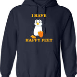 I Have Happy Feet Graphic Pullover Hoodie - Navy