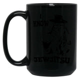 I Know Jew Jitsu Funny Gift Jews Rabbi Black Coffee Mug, Gift Coffee Mug - Black