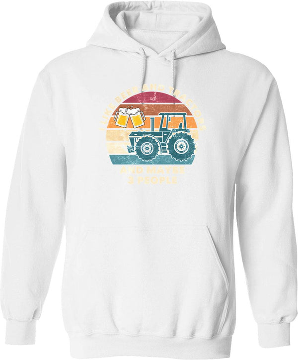I Like Beer And Camping And Maybe 3 People Hoodie - White