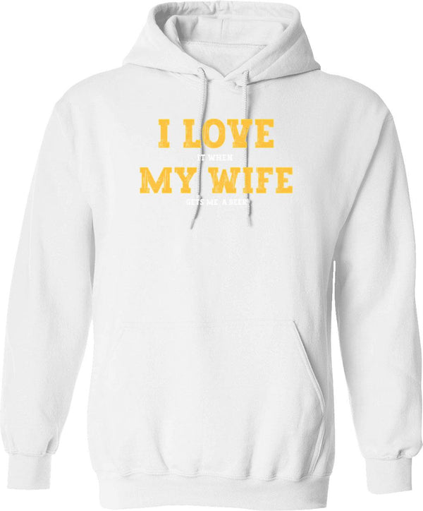 I Love Hot Moms Hoodie - Retro Graphic Pullover Hoodie for Men & Women - White