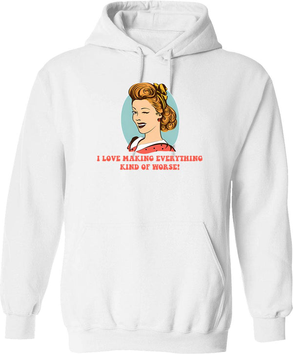 I Love Jazz Hoodie - Retro Graphic Pullover Hoodie for Men & Women - White