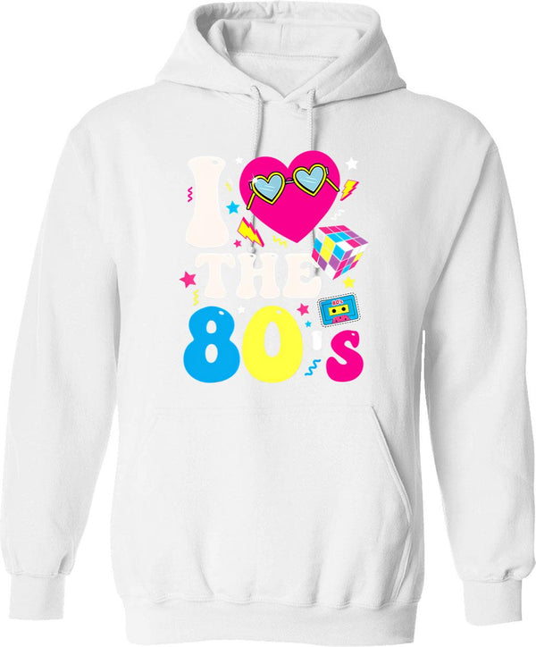 I Love The 80's (1) Hoodie - Retro Graphic Pullover Hoodie for Men & Women - White