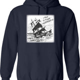 I Require Snacks Raccoon Hoodie - Retro Graphic Pullover Hoodie for Men & Women - Navy