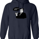 I Throw Things Hoodie - Retro Graphic Pullover Hoodie for Men & Women - Navy