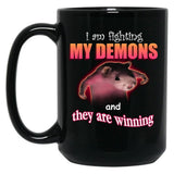 I39M Fighting My Demons and They are Winning Word Art Meme Black Coffee Mug, Gift Coffee Mug - Black