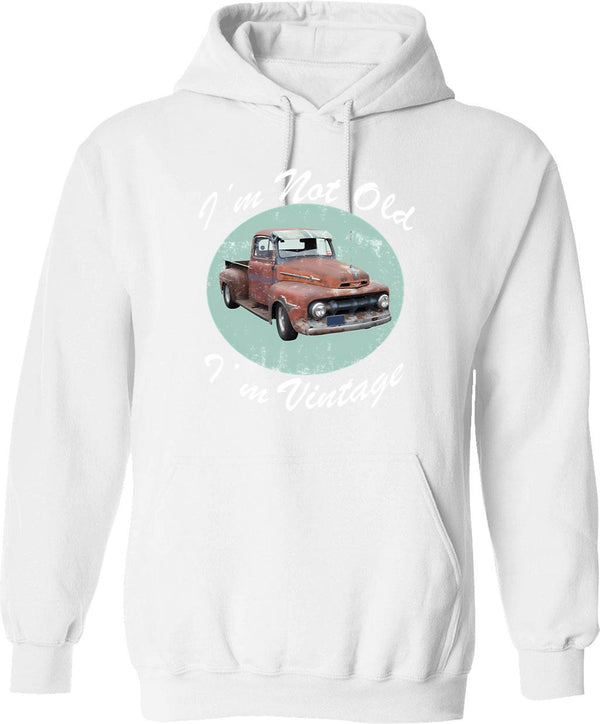 I'm Not Old I'm Vintage Retro Muscle Car Lover Funny Birthday Party Gift For Men Hoodie - White