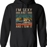 I'm Sexy And I Mow It Vintage Mow It Funny Quotes Saying I'm Sexy And I Mow It Mow Dad Gift Hoodie - Black