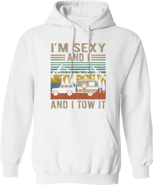 I'm Sexy And I Mow It Vintage Mow It Funny Quotes Saying I'm Sexy And I Mow It Mow Dad Gift Hoodie - White