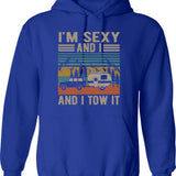 I'm Sexy And I Mow It Vintage Mow It Funny Quotes Saying I'm Sexy And I Mow It Mow Dad Gift Hoodie - Blue
