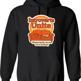Introverts Unite Hoodie - Retro Graphic Pullover Hoodie for Men & Women - Black
