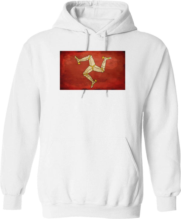 Isle Of Man Hoodie - Retro Graphic Pullover Hoodie for Men & Women - White