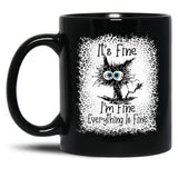 It's Fine I'm Fine Everything is Fine Leopard Fade Print Bella Mom - Camiseta para mujer Black Coffee Mug, Gift Coffee Mug