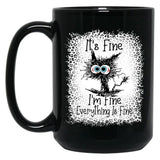 It's Fine I'm Fine Everything is Fine Leopard Fade Print Bella Mom - Camiseta para mujer Black Coffee Mug, Gift Coffee Mug - Black