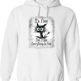 It's Fine I'm Fine Everything is Fine Leopard Fade Print Bella Mom - Camiseta para mujer Graphic Pullover Hoodie - White