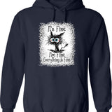 It's Fine I'm Fine Everything is Fine Leopard Fade Print Bella Mom - Camiseta para mujer Graphic Pullover Hoodie - Navy