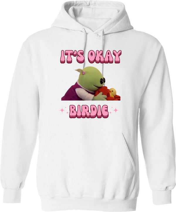 It's Okay Birdie Nanalan Wonderful Girl Graphic Pullover Hoodie - White